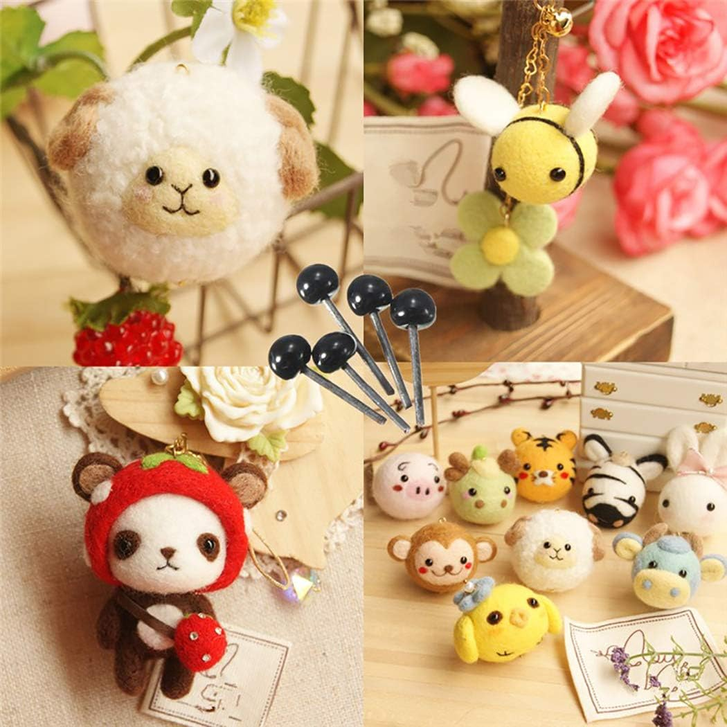 Isuperb 400 Pcs Mini Black Glass Eyes Kits for Dolls Toys Needle Felting Bears DIY Craft Tools, Each Sizes of 100Pcs (2/3/4/5Mm) (Black) image number 4