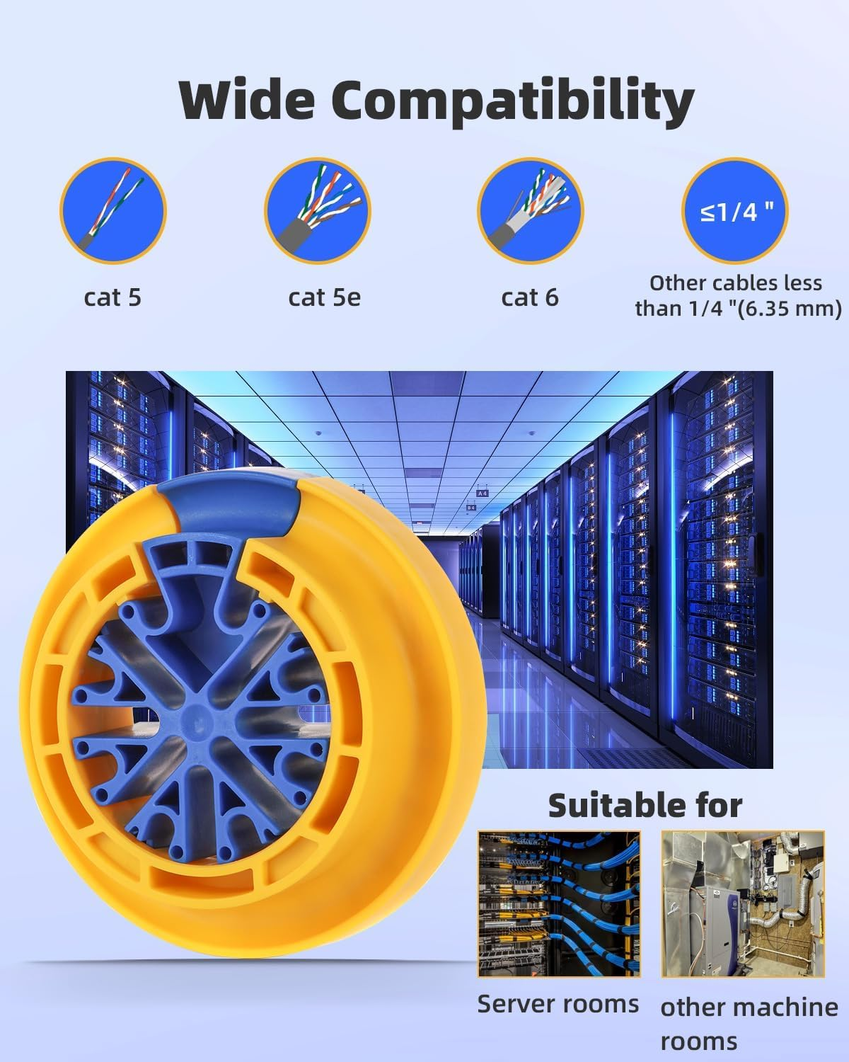 Wire Comb, Network Cable Management Tools, Networking Tools for Comb Any Cables or Wires with a Diameter up to 1/4 ", Cable Organizing Tool and Ethernet Cable Organizer Tool Yellow Blue image number 3