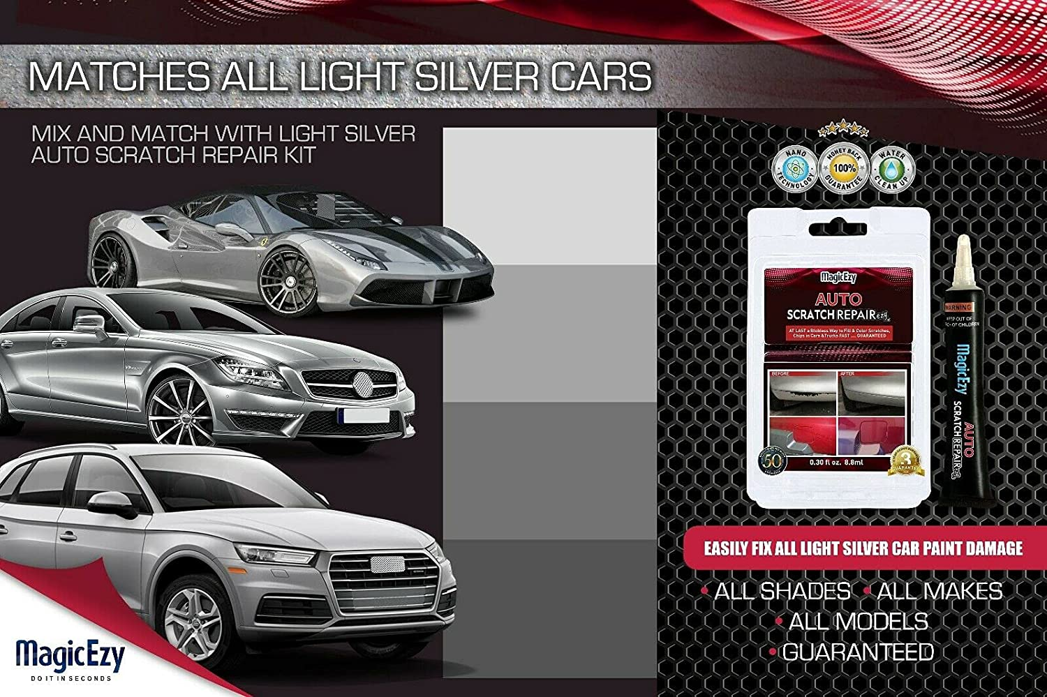 Magicezy Auto Scratch Repairezy&trade; - Repair Car Paint Chips in Seconds - Precise Color Match - Touch-Up Filler &ndash; No Messy Drips (Black Kit) image number 1