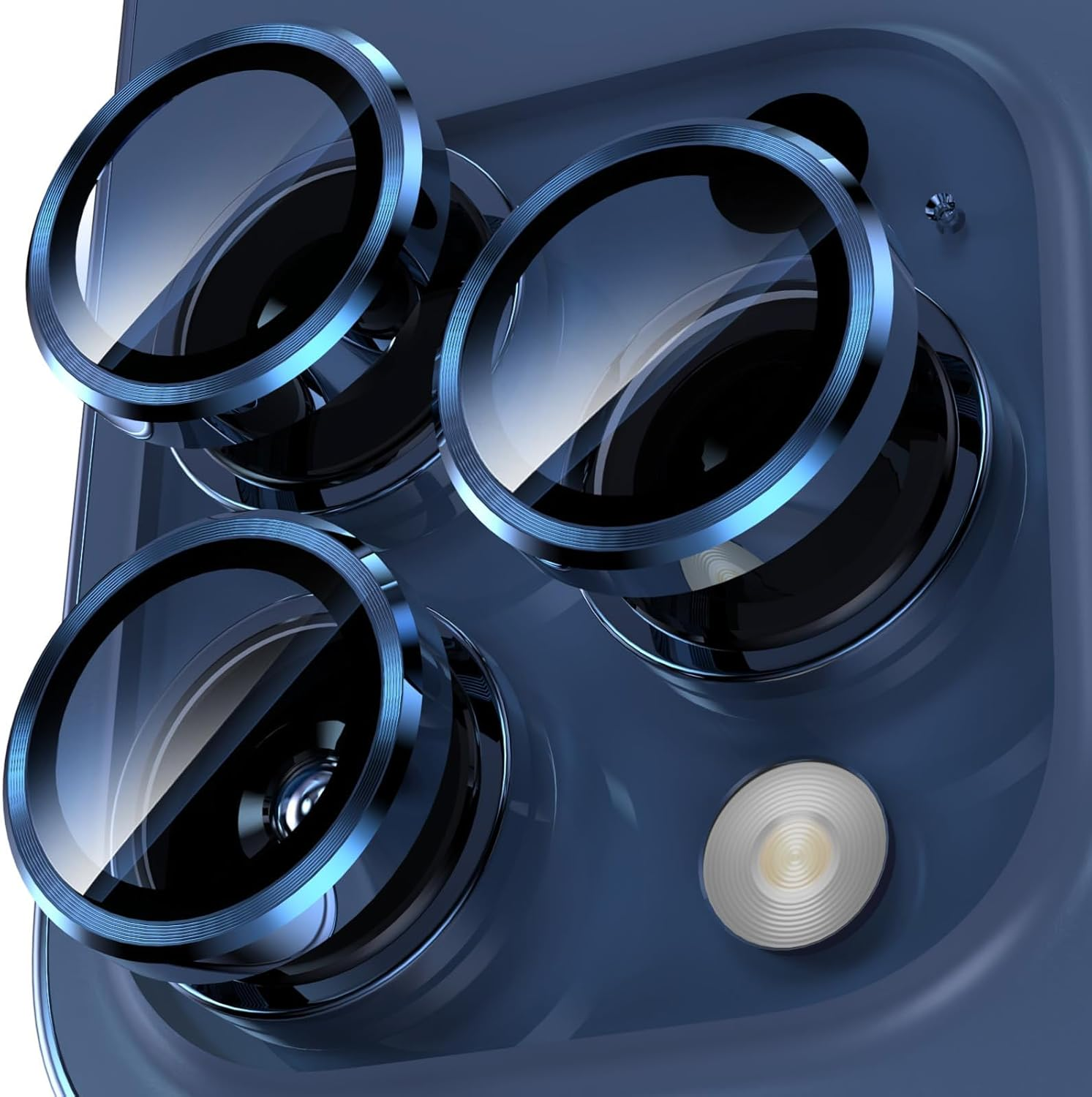 Smasener for Camera Lens Protector for Iphone 15 Pro 6.1In Iphone 15 Pro Max 6.7In,9H Tempered Glass Metal Individual Ring Camera Cover for Iphone 15 Pro 6.1In Iphone 15 Pro Max 6.7In[Blue Titanium] image number 4