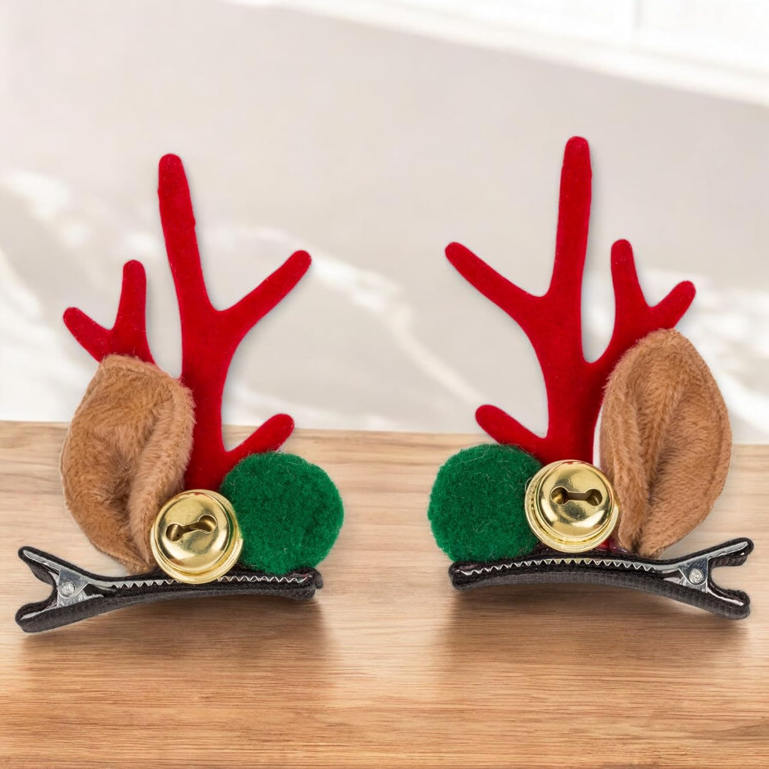 MIJOMA Reindeer Hair Clips - Festive Hair Accessories for Christmas, 2 Pairs, 2 Designs, 5 X 7 Cm image number 2