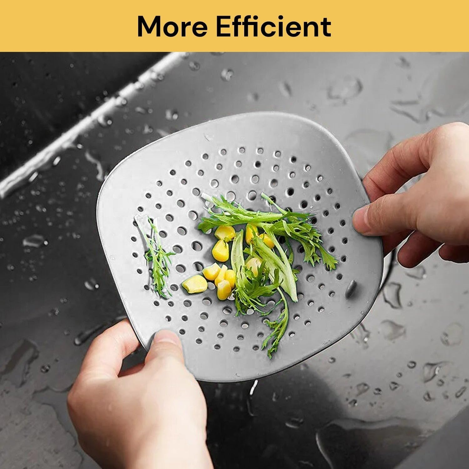 EZONEDEAL Hair Catcher Drain Cover Shower Silicone Hair Stopper with Suction Cup Easy to Install Bathroom Tubs Bathtub Kitchen Strainer Sink Waste Filter Mat (Orange) - Grey image number 7