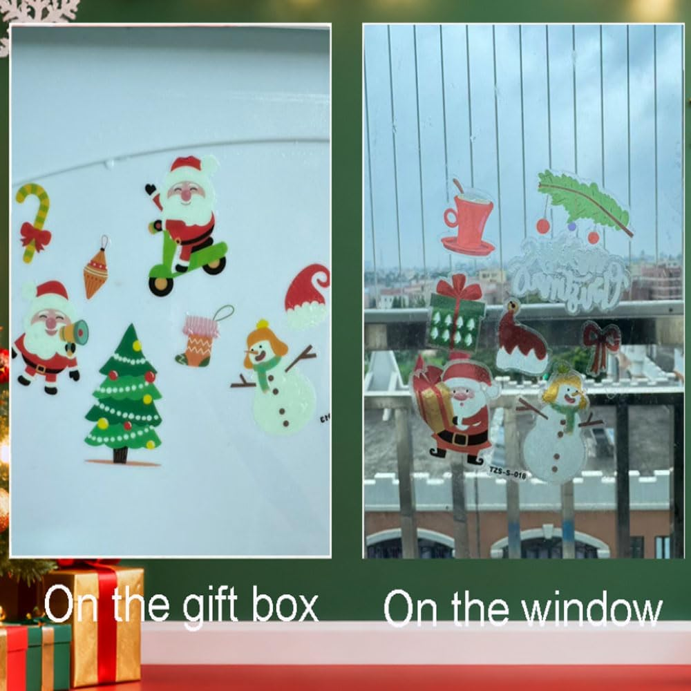 Luminous Christmas Temporary Tattoos 10 Sheets, 120 Pcs Glow in the Dark Xmas Body Stickers, Waterproof Holiday Decorative Tattoos, Party Decoration Accessories image number 6