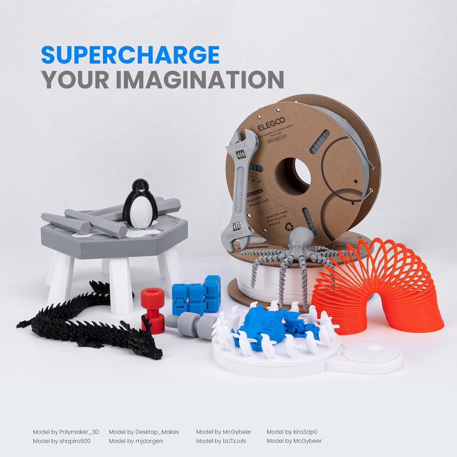 ELEGOO PLA plus Filament 1.75Mm Black 4KG, PLA+ Tougher and Stronger 3D Printer Filament Pro Dimensional Accuracy +/- 0.02Mm, 4 Pack 1Kg Spool(2.2Lbs) Fits for Most FDM 3D Printers