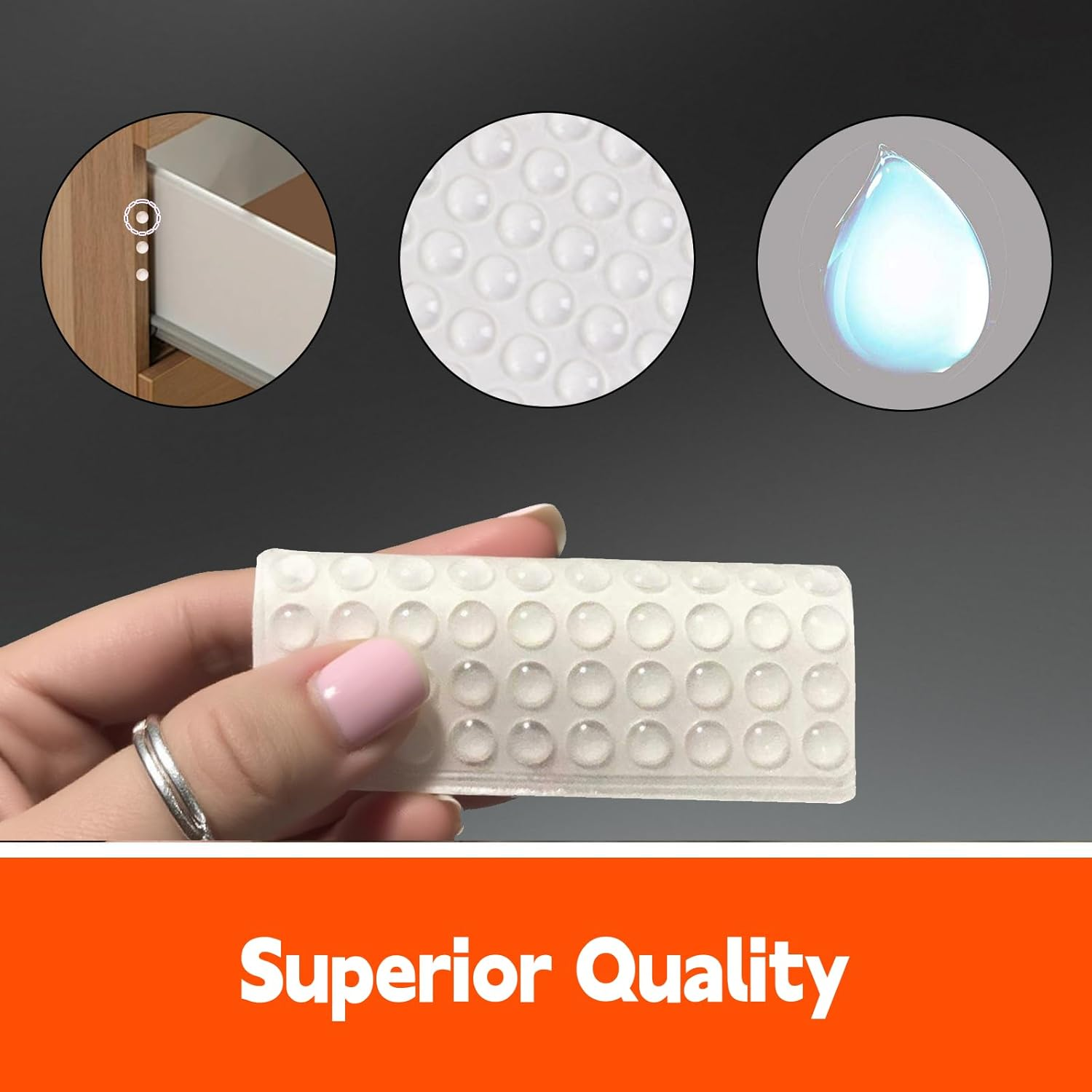 ONBPIY 100-Piece Clear Self-Adhesive Rubber Bumpers - Furniture Protector Pads for Drawer Cabinet Door Table Laptop Surface image number 4