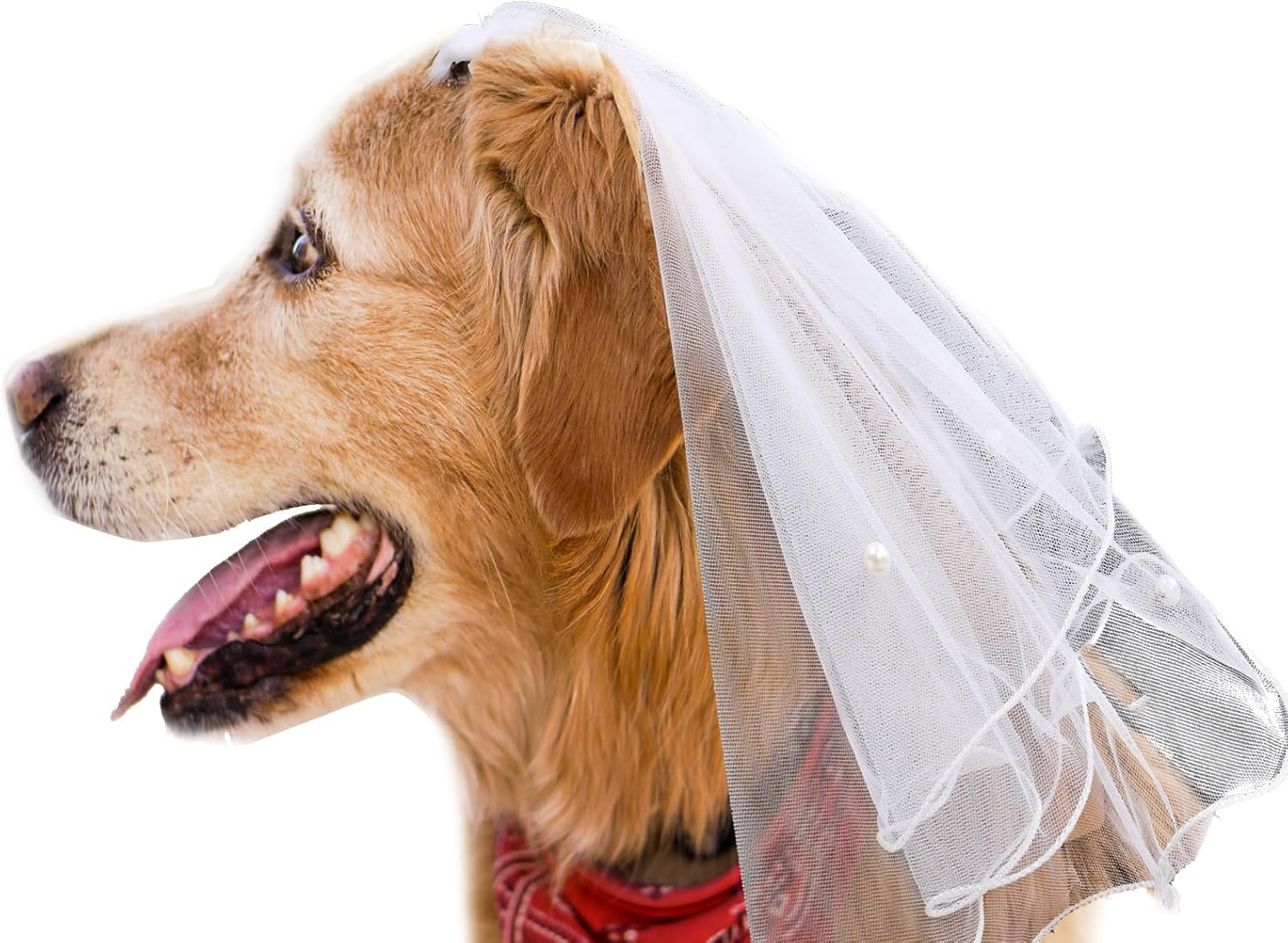 Big Bow Hair Clips for Dog, Wedding Veil with Pearl Bridal Dog Headdress for Valentine'S Day Wedding Party Costum image number 2