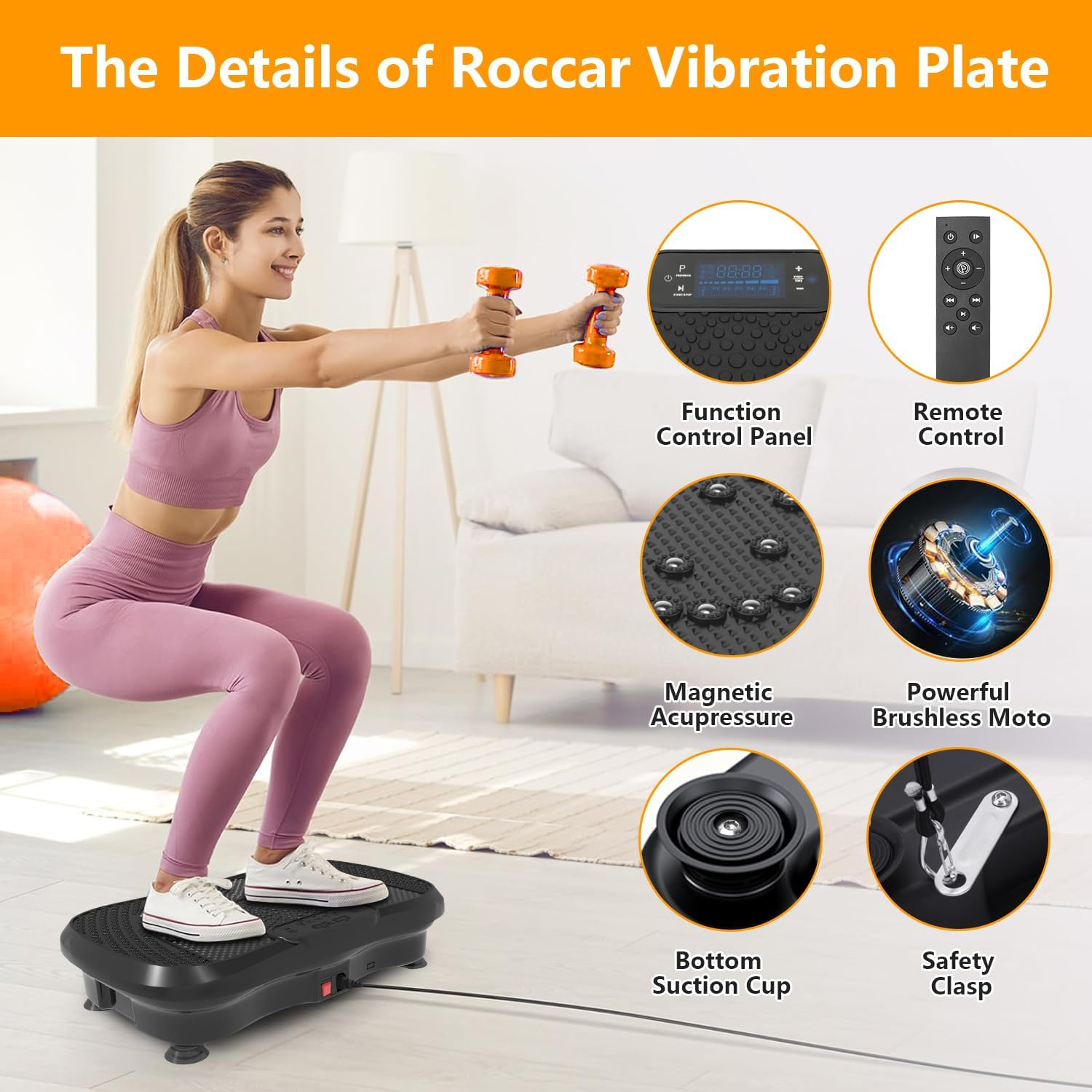 Vibration Plate Exercise Machine, Vibration Plate with Bluetooth and LED Display，120 Adjustable Speed，Full Body Vibration Plate for Lymphatic Drainage，Vibration Platform Machines for Weight Loss image number 1