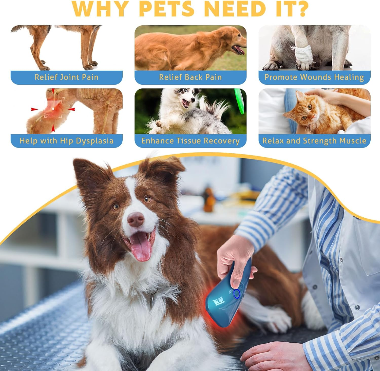 Portable Infrared ed  Ight Device for Dogs, 18 * 620Nm Cold  Aser  Herapy Device for Pets Dogs and Cats, for Injury and Pain elief image number 6