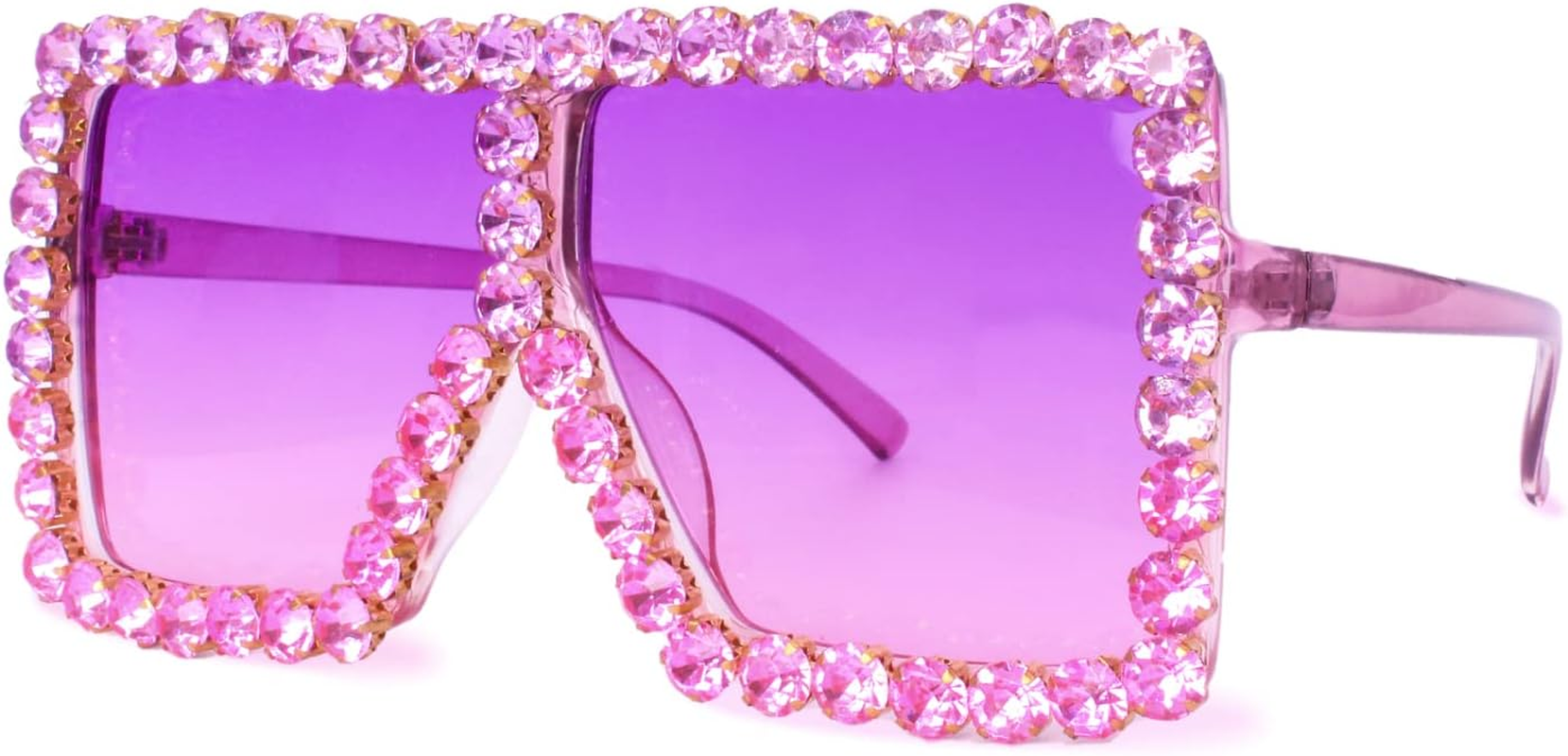 Ailov Oversized Trendy Crystal Sunglasses for Men Women Elton Party Favors Rhinestone Rectangle Glasses image number 5