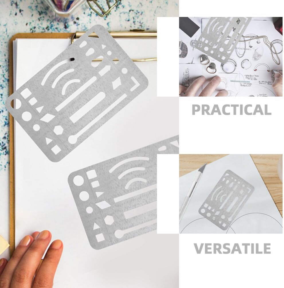 COHEALI Erasing Shield Stainless Steel Drawing Template Shield Drafting Tools 3Pcs for Mechanical Drawing Engineering image number 3