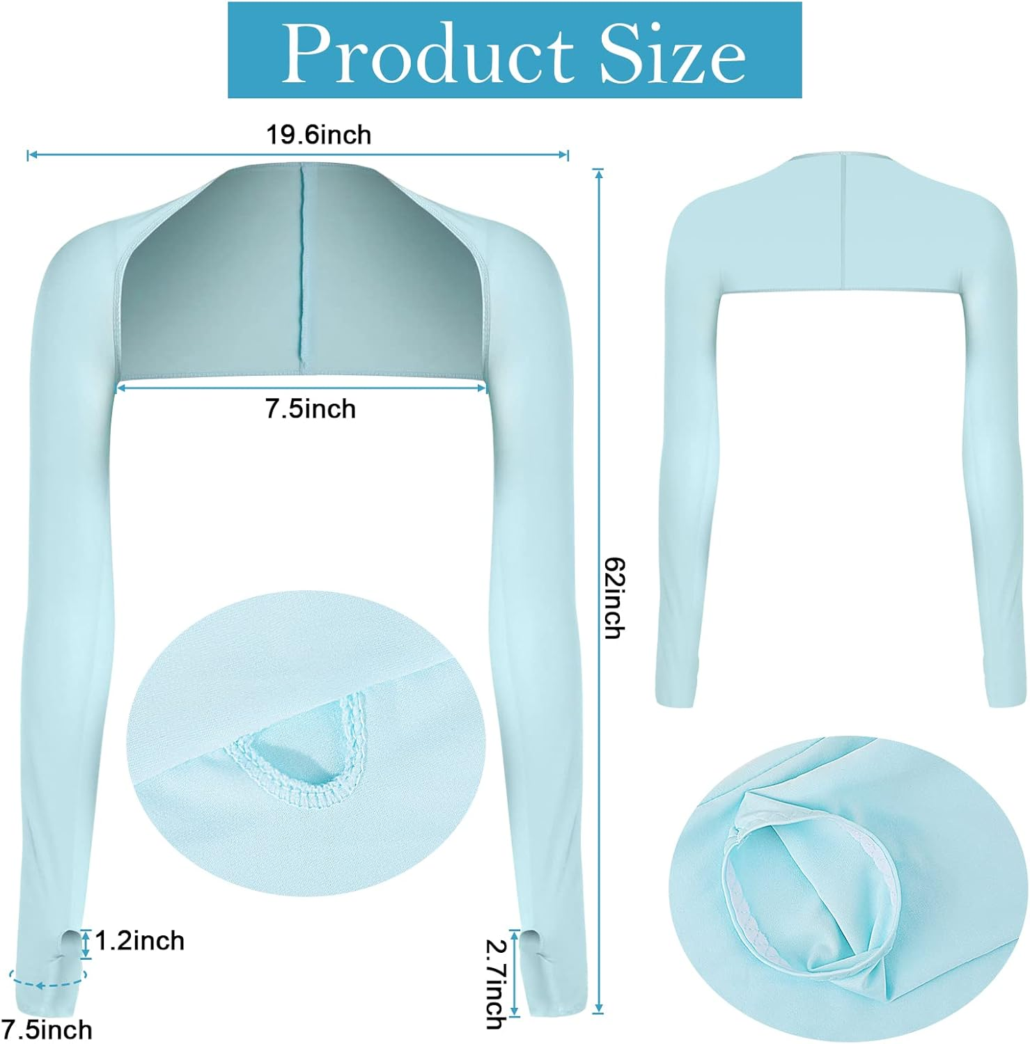 4 Pieces Cooling Shawl Arm Sleeves Sun Uv Protection Cooler Shrug, Comfortable & Breathable Anti-Uv Arm Sleeves for Women with Finger Holes for Driving Golfing Fishing Running Cycling Outdoor image number 4