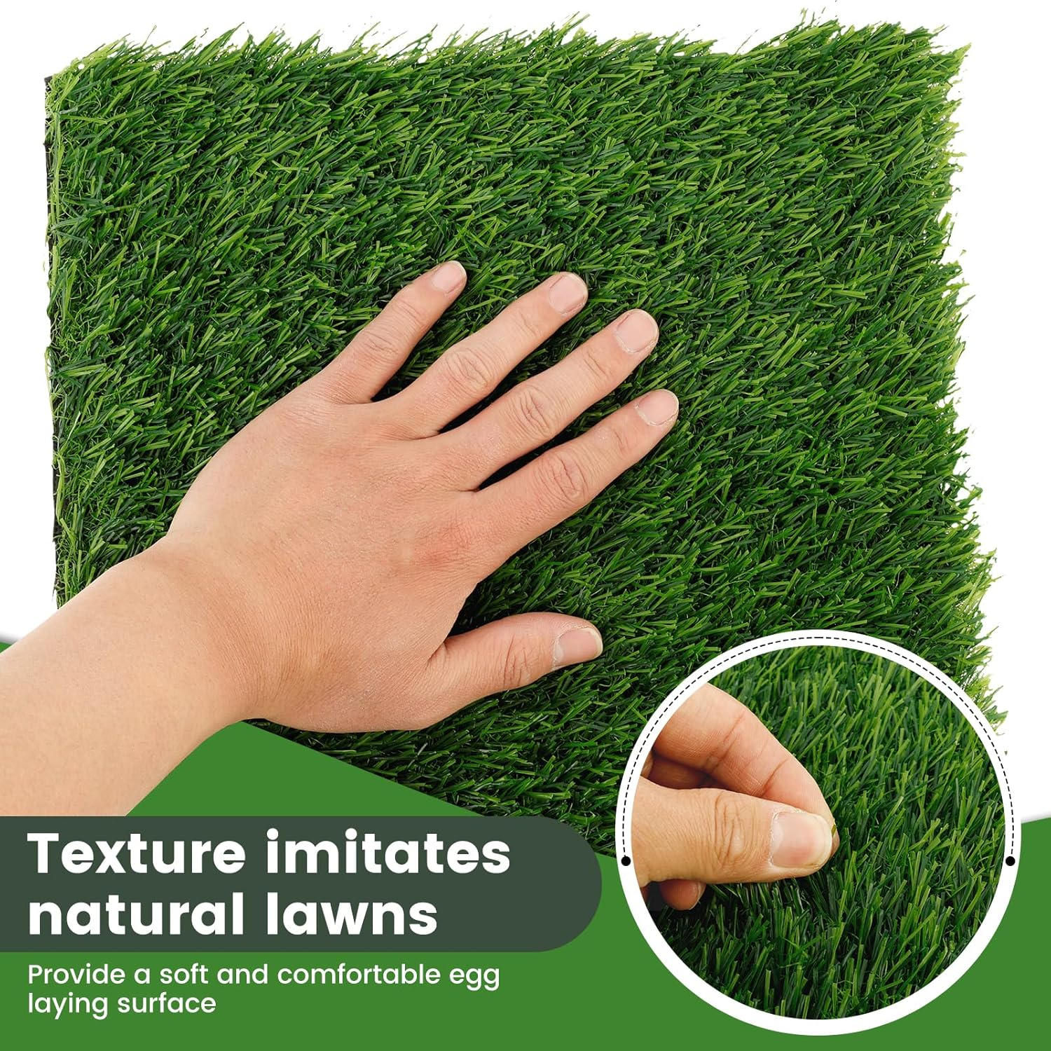 6Pcs 12Inch Chicken Nesting Pads Reusable Chicken Laying Pads Nonslip Hen Bedding Mats Washable Hen Coop Nest Liners Poultry Supplies for Laying Eggs(Green) image number 2