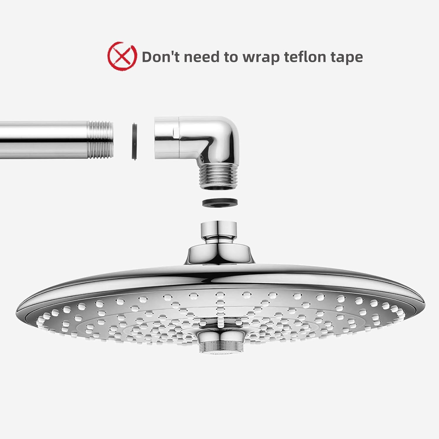 Shower Head Adapter,Solid Brass 135 Degree Shower Elbow Adapter,G1/2" Shower Head Extension Arm Connector (Chrome) (Spinable&90&deg;) image number 2