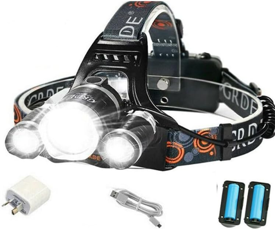 Headlamp USB Rechargeable LED Head Lamp. 6000 Lumens Headlamp Flashlight Headlamps for Adults, Camping, Outdoors & Hard Hat Light. image number 3