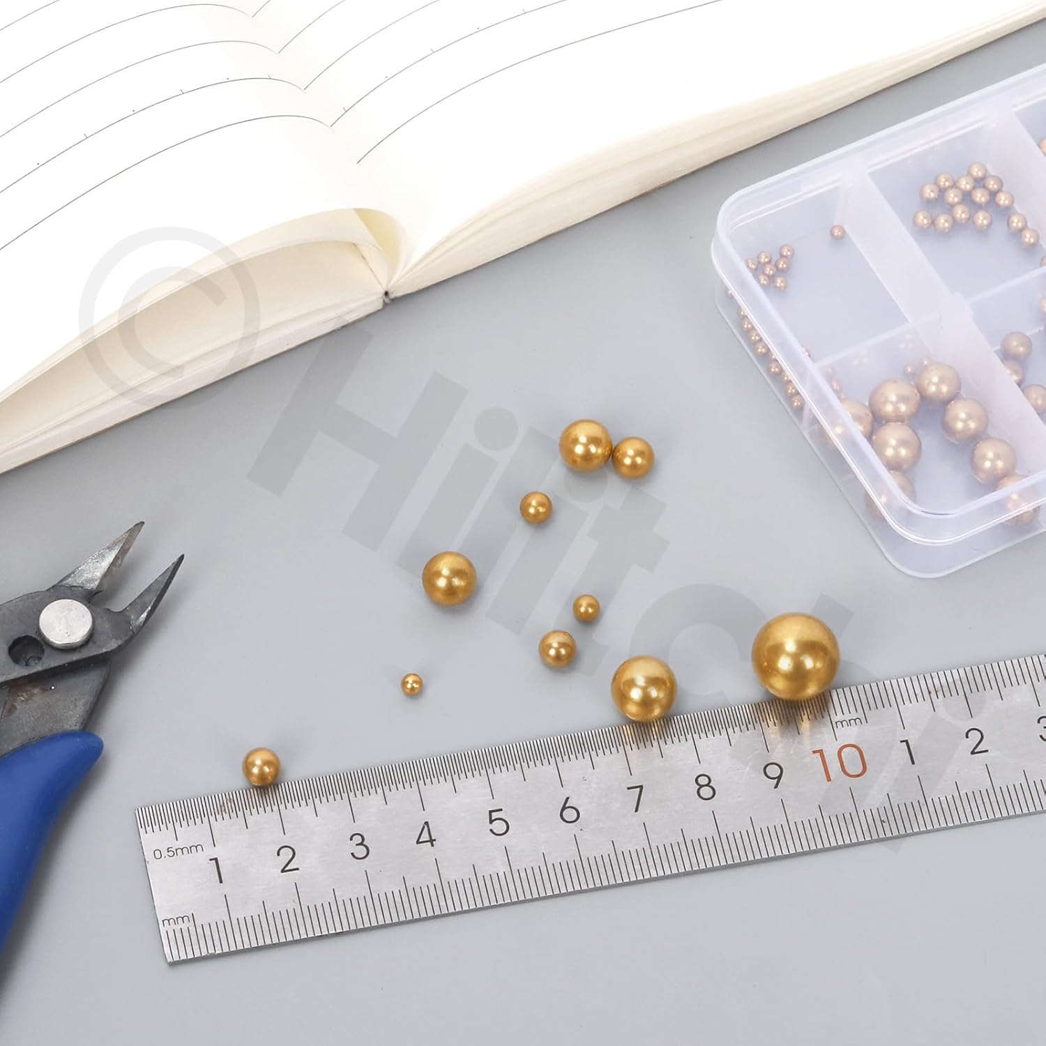 Hilitchi 120-Piece 10-Size Brass Bicycle Bearing Ball Assorted Set, SAE Precision Solid Bearing Balls, Industrial Brass Spheres for Mechanical Equipment & Automotive Applications image number 6