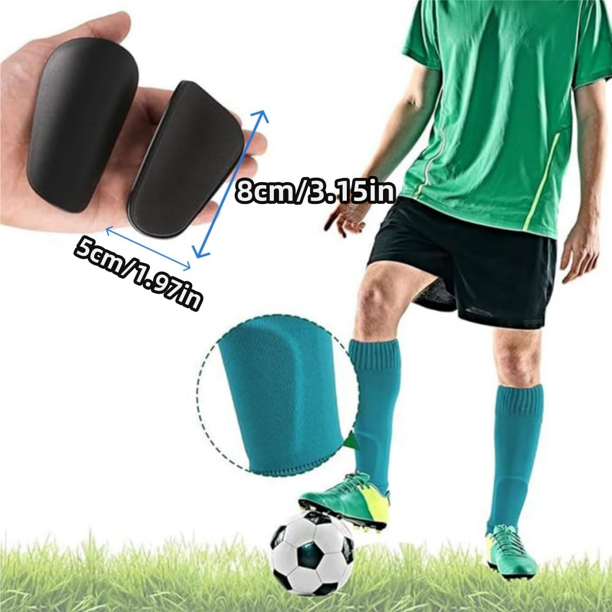 Jindizi Football Super Mini Leg Guard, Anti-Slip Small Protective Equipment Shin Guard, Suitable for Teenagers and Adults, Light and Comfortable, 2 Pcs image number 2