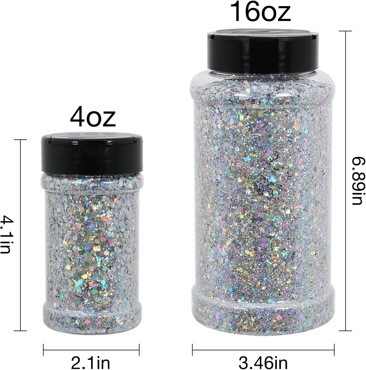 TORC 4 OZ Silver Holographic Glitter 4 Ounce Mix Chunky Glitter Bulk for Resin Craft Cosmetic Art Festival Decoration image number 6