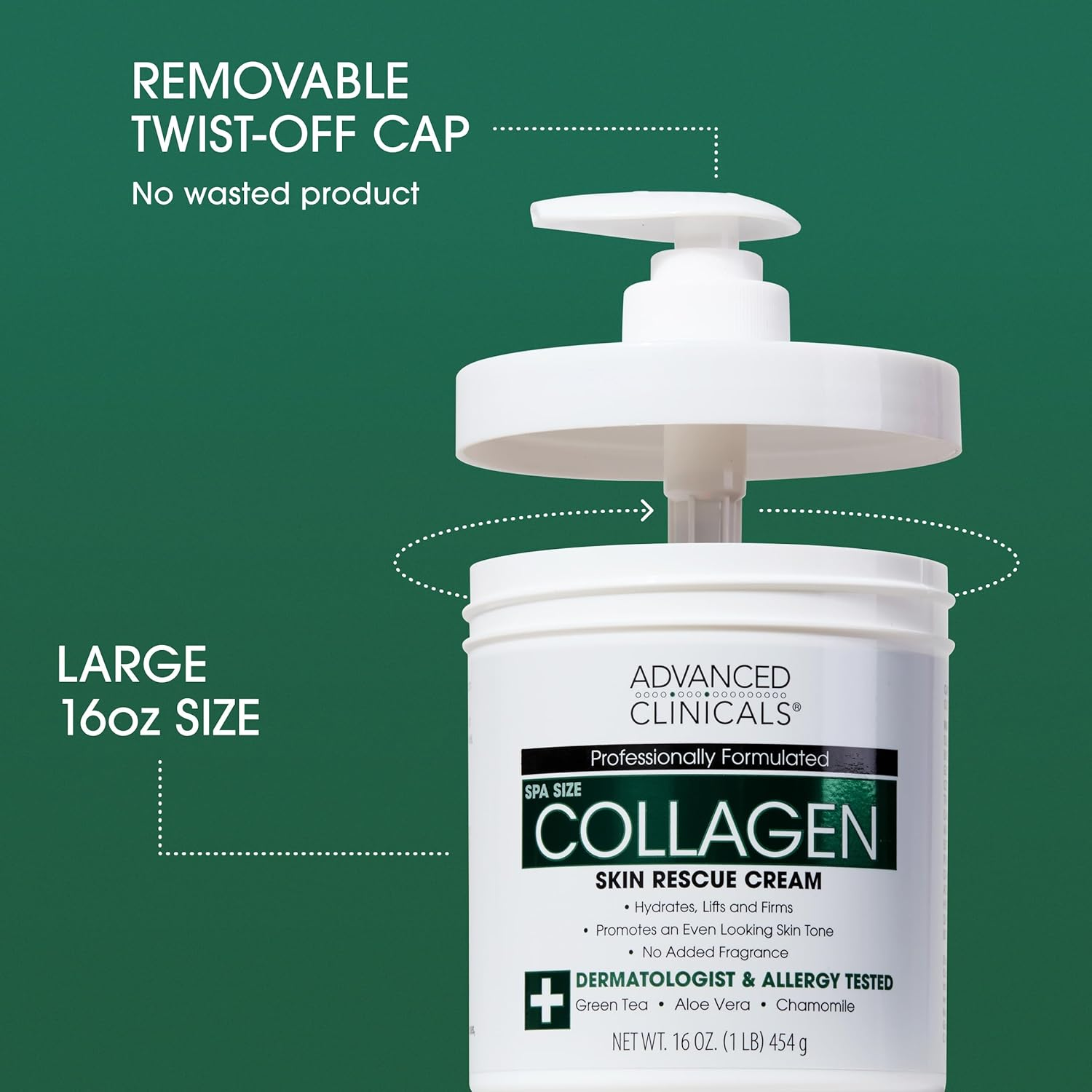 Advanced Clinicals Collagen Skin Rescue Lotion - Hydrate, Moisturize, Lift, Firm. Great for Dry Skin 454G (16 Oz) image number 6