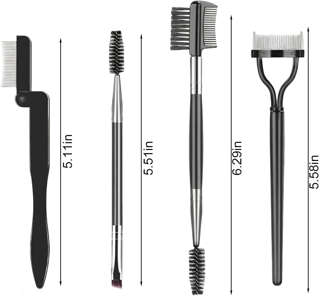 JANGJANG Eyelash Comb Lash Separator Tool, Professional Lash Comb and Brow Brush Set, Stainless Steel Fine Teeth for Eyelash and Eyebrow Care, Lash Spoolie for Daily Makeup Use, 4 Piece Set image number 3