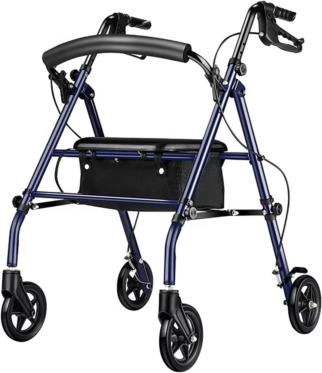 Rollator Walker with Seat, 4 Wheel, Height Adjustable, Foldable, with Brakes image number 2