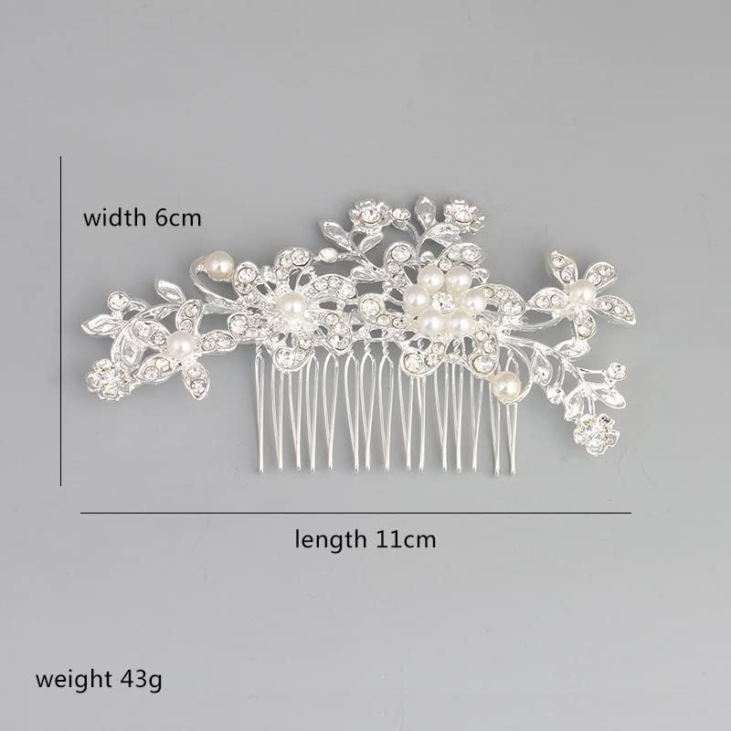 Poemtian Bride Wedding Hair Clip Comb, Women Hair Combs Accessories,Crystal Hair Pins Bridal Hair Comb Wedding Hair Accessories Decorative Hair Comb Clips for Women for Party Wedding Prom Bridesmaid image number 3