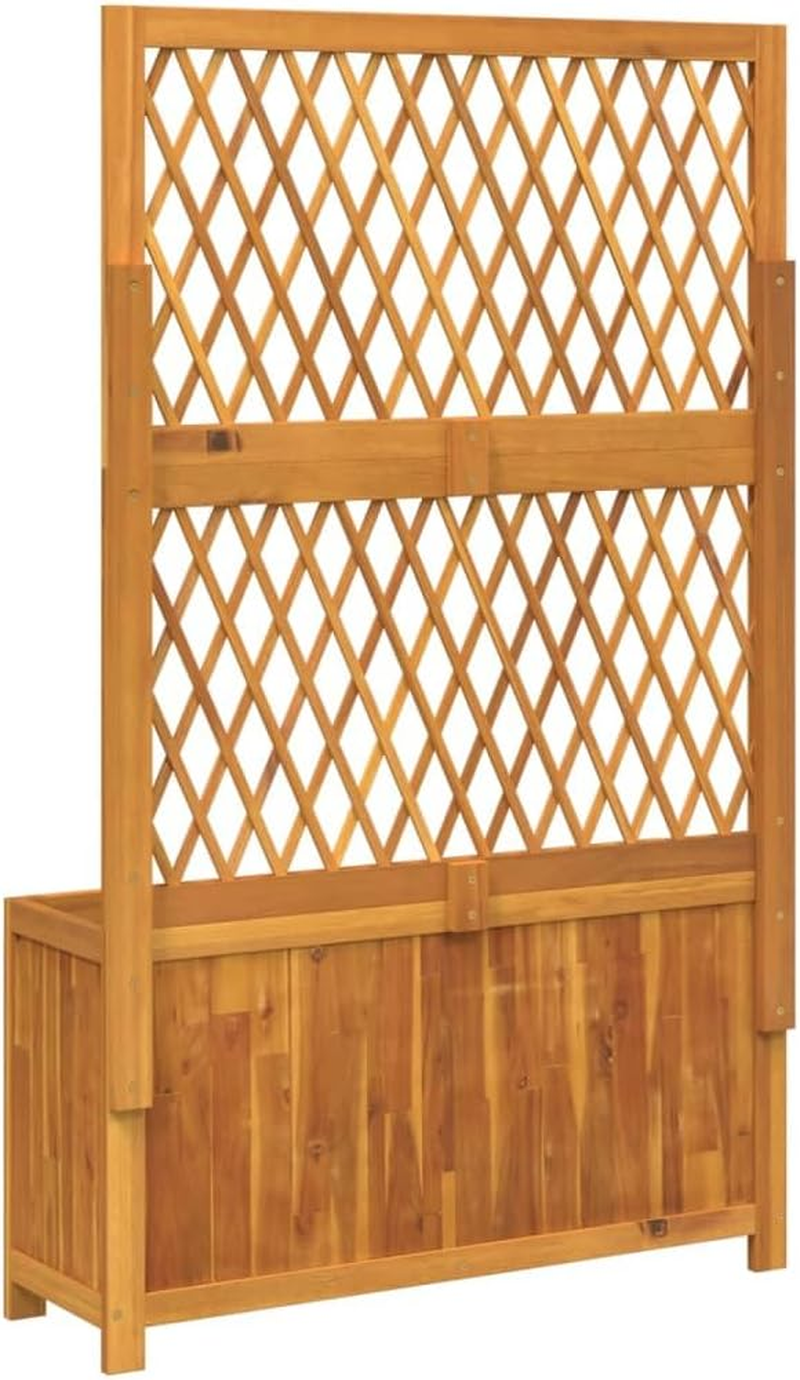 Vidaxl Planter with Trellis - Acacia Wood, Raised Bed Flower Box for Climbing Plants, Rectangular - 100 X 32 X 165 Cm image number 3
