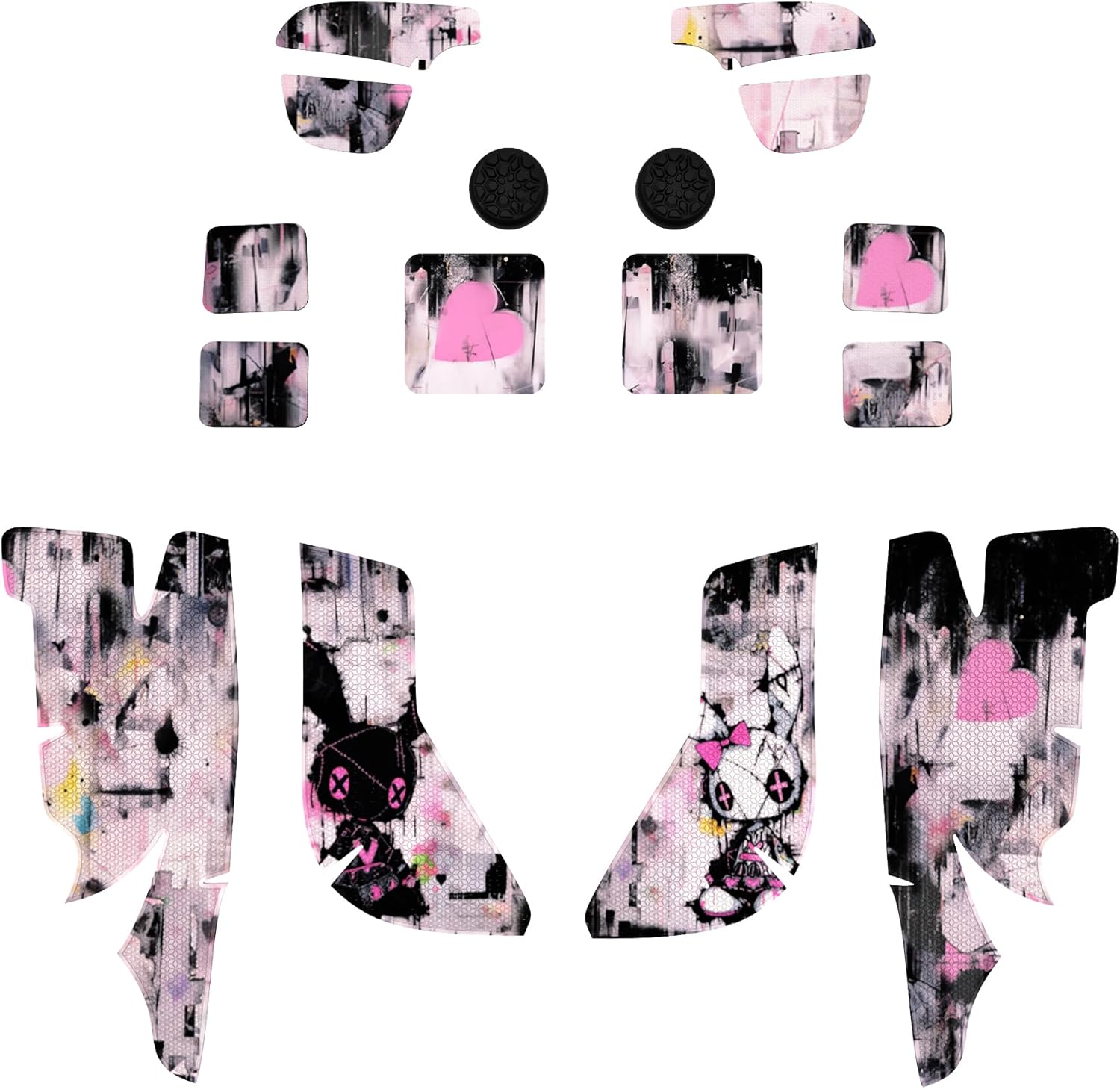 Playvital Premium Split Handle Grips for Steam Deck LCD & OLED - Soft Rubber Pads, Trackpads Skin, Trigger Back Button with Thumb Grips - Hexagonal Diamond Textured Lovely Punky Bunny - Hexagonal Clown Hahaha image number 3