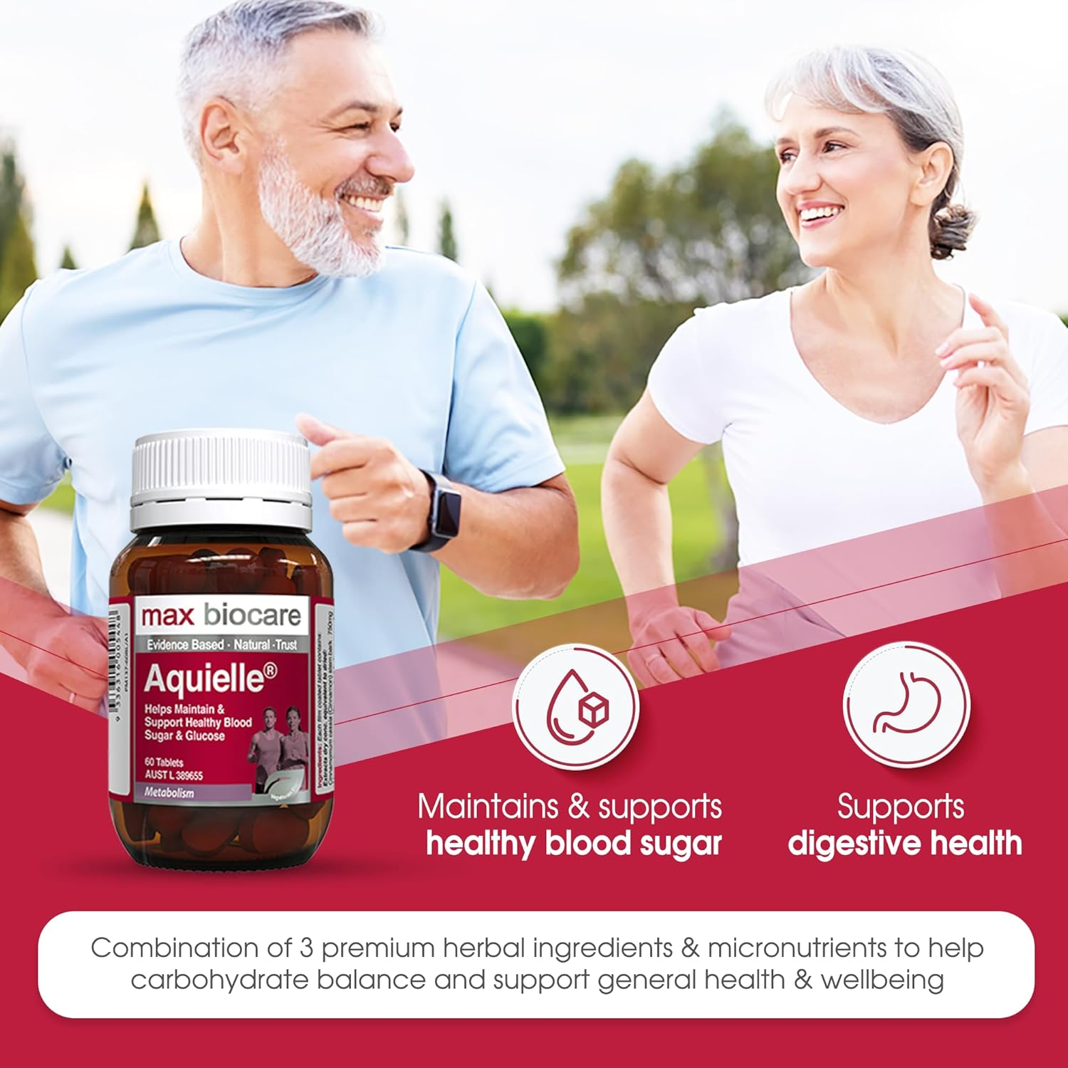 Aquielle Blood Balance & Metabolism Tablets - Coated with Cinnamon, Fenugreek & Chromium for Healthy Blood Sugar, Glucose & Heart Health Support, 60 Tablets