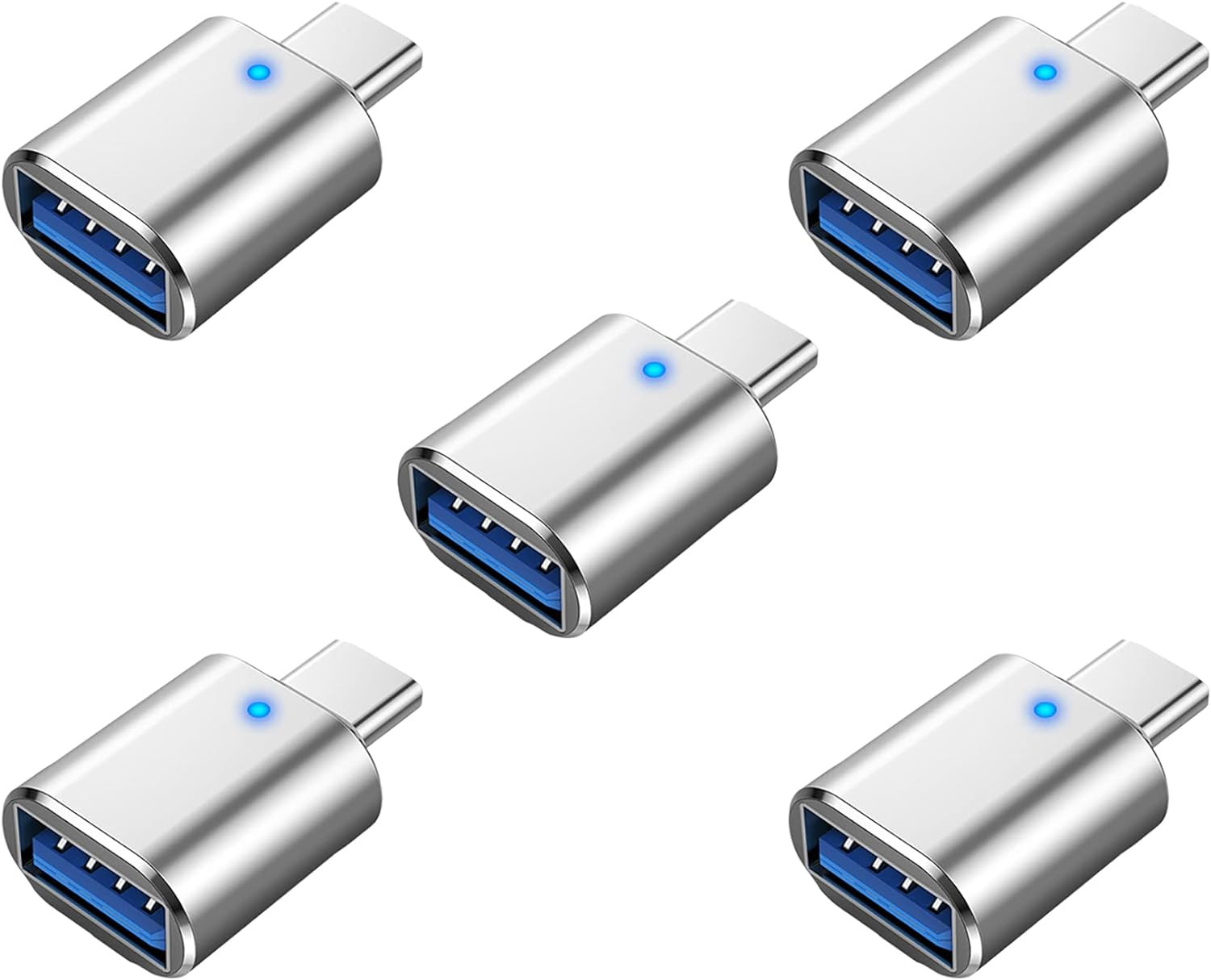 5Pack USB C to USB Adapter 3.1 Gen 2, Tunghey 10Gbps USB to USB C Adapter, USB-C Male to USB 3.0 a Female USB 3.2 Type C OTG Converter for Mac-Book Pro Laptop PC Silver image number 5