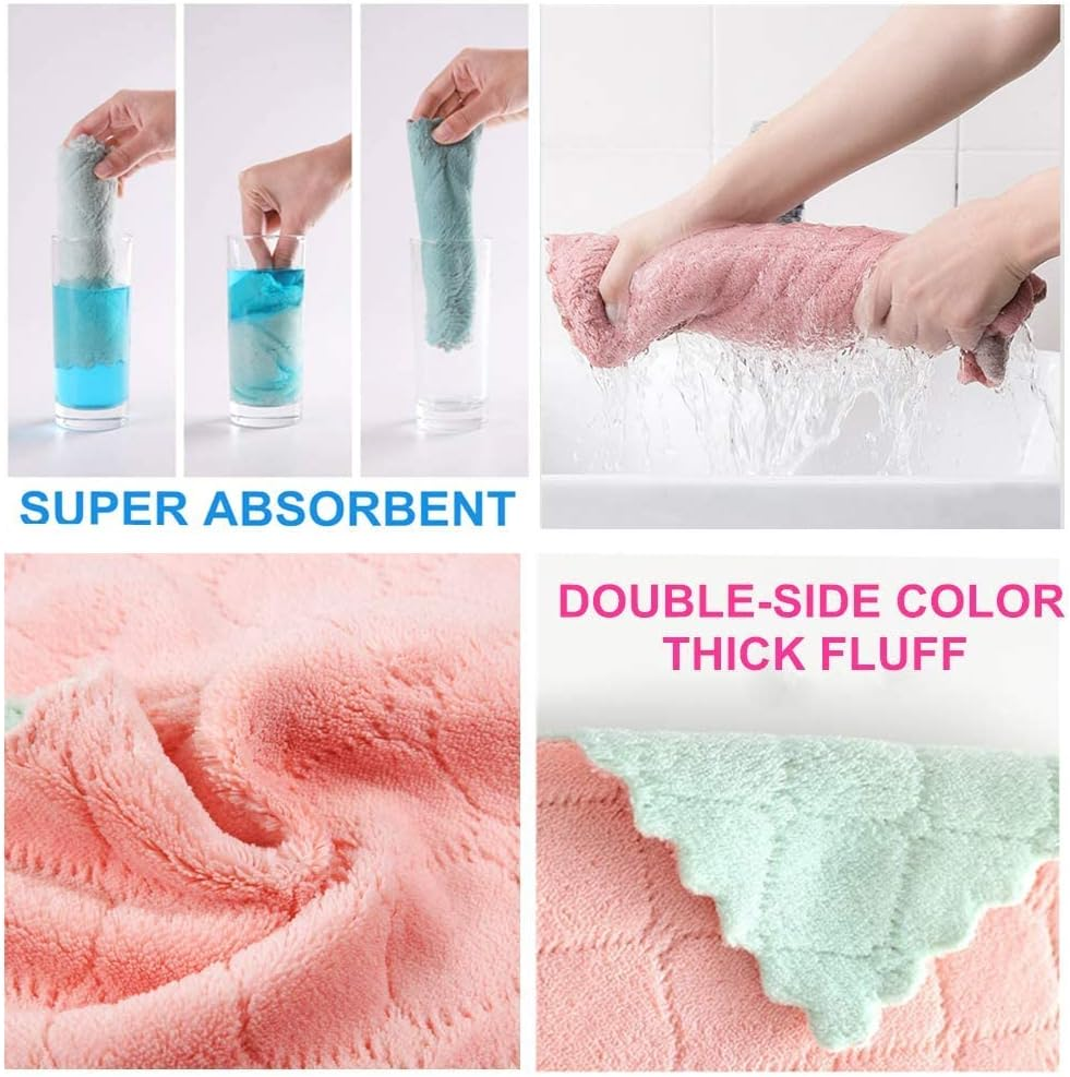 10 Pack Kitchen Dishcloths - Super Absorbent Coral Velvet Dish Cloths, 25 X 25 CM Lint-Free No Odor Microfiber Cleaning Cloth Fast Drying Dish Rags, Reusable Household Cleaning Cloths image number 6