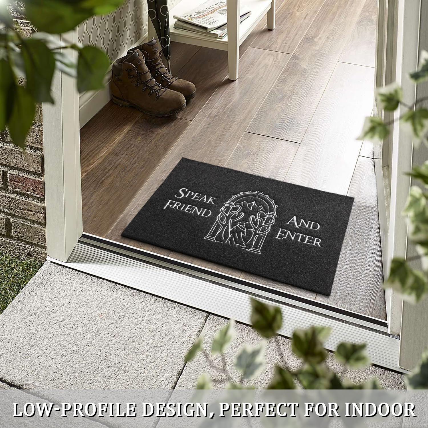 AAZZKANG Funny Door Mats Outdoor Welcome Mat with Non Slip Rubber Backing Easy to Clean Speak Friend and Enter Doormat for Indoor,Entryway,Front Door image number 6