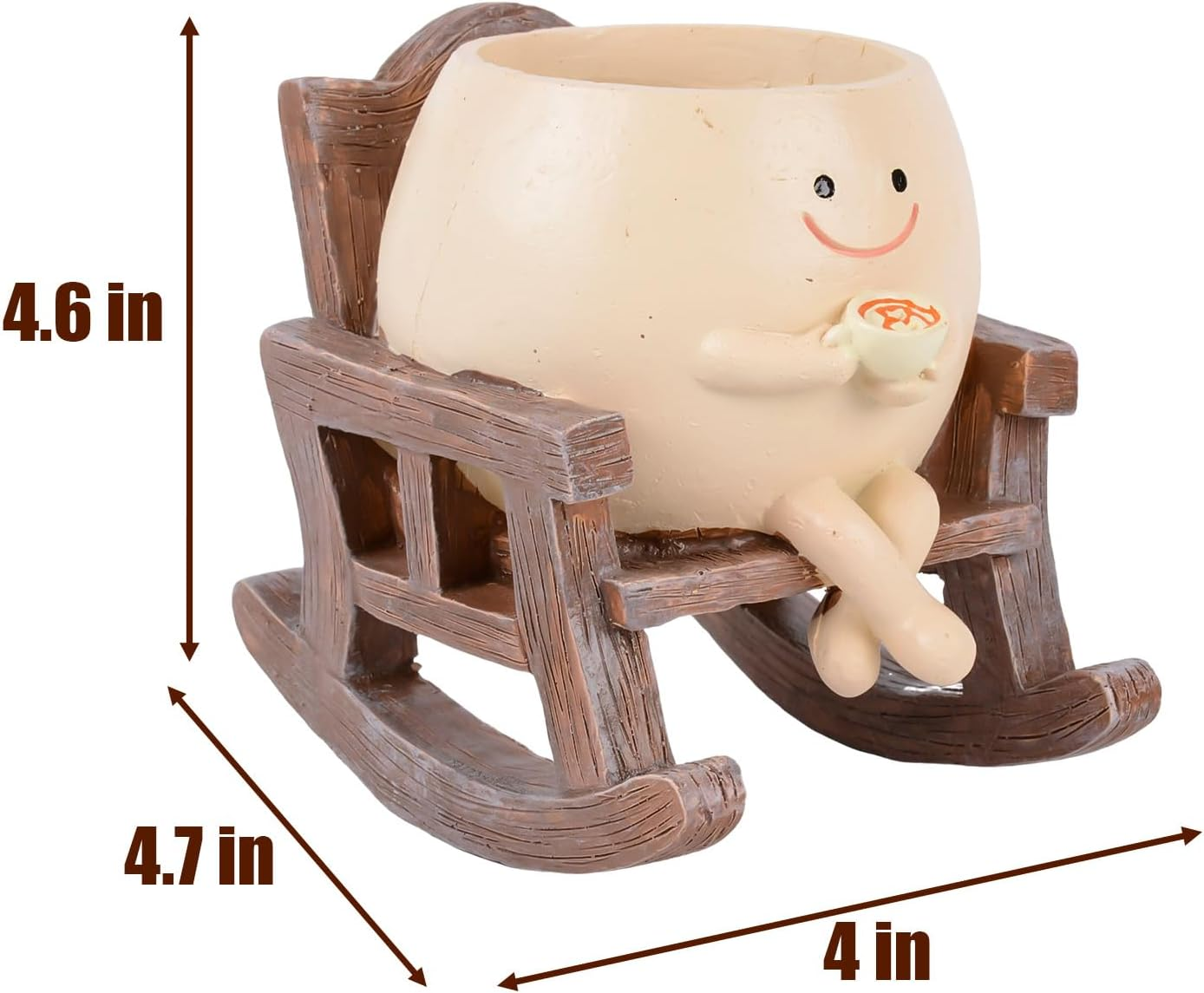 Smiley Flower Pot with Coffee and Sitting Rocking Chair Relax Indoor Outdoor Plant Pot for Succulent Plants for Friends Christmas with Drainage Holes Perfect for Plant Pots and Pot Plant image number 1