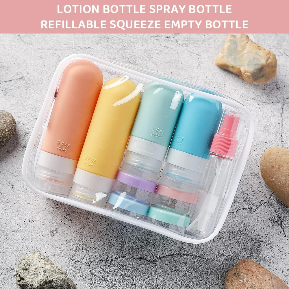 Silicone Travel Bottles Set &ndash; 17-Piece Portable Toiletry Bottles for Shampoo, Conditioner, Lotion & Liquids &ndash; Leak-Proof, Refillable, Squeezable Travel Containers for Carry-On & Luggage image number 2