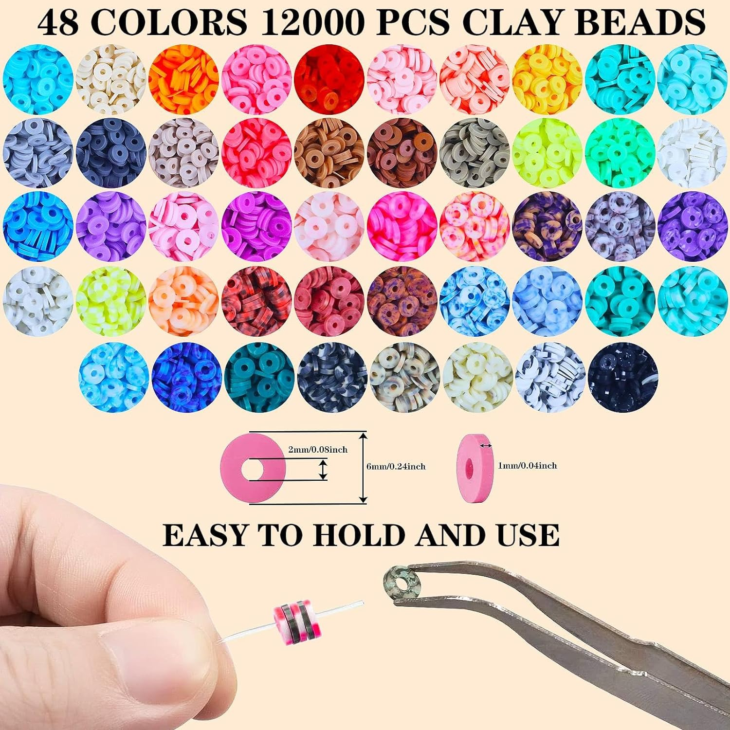 Clay Beads for Jewellery Making Kit, 18000Pcs Craft Kits - 56 Colors 3 Boxes Flat round Polymer Clay Beads with Pendant Charms Kit Letter Beads, Bracelet Making Kit for Girls, Teens, Kids and Adults image number 3