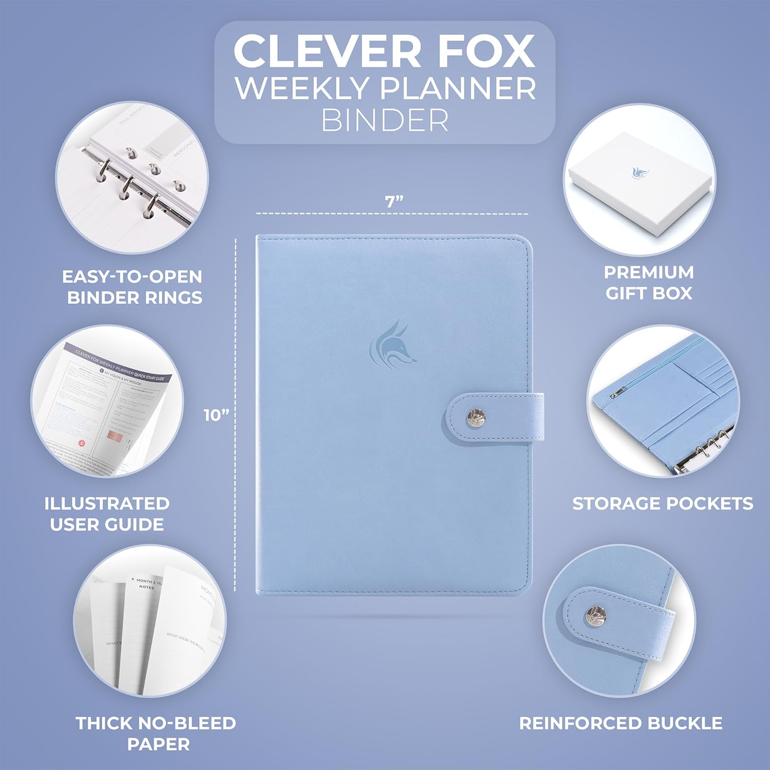 Clever Fox Weekly Planner Binder &ndash; Goal Setting Planner for Time Management & Weekly Tasks &ndash; Work & Life Organizer with to Do List & Habit Tracker &ndash; Undated, 7&Prime; X 9&Prime; Hardcover (Periwinkle, Medium (7&Prime; X 9&Prime;)) image number 7