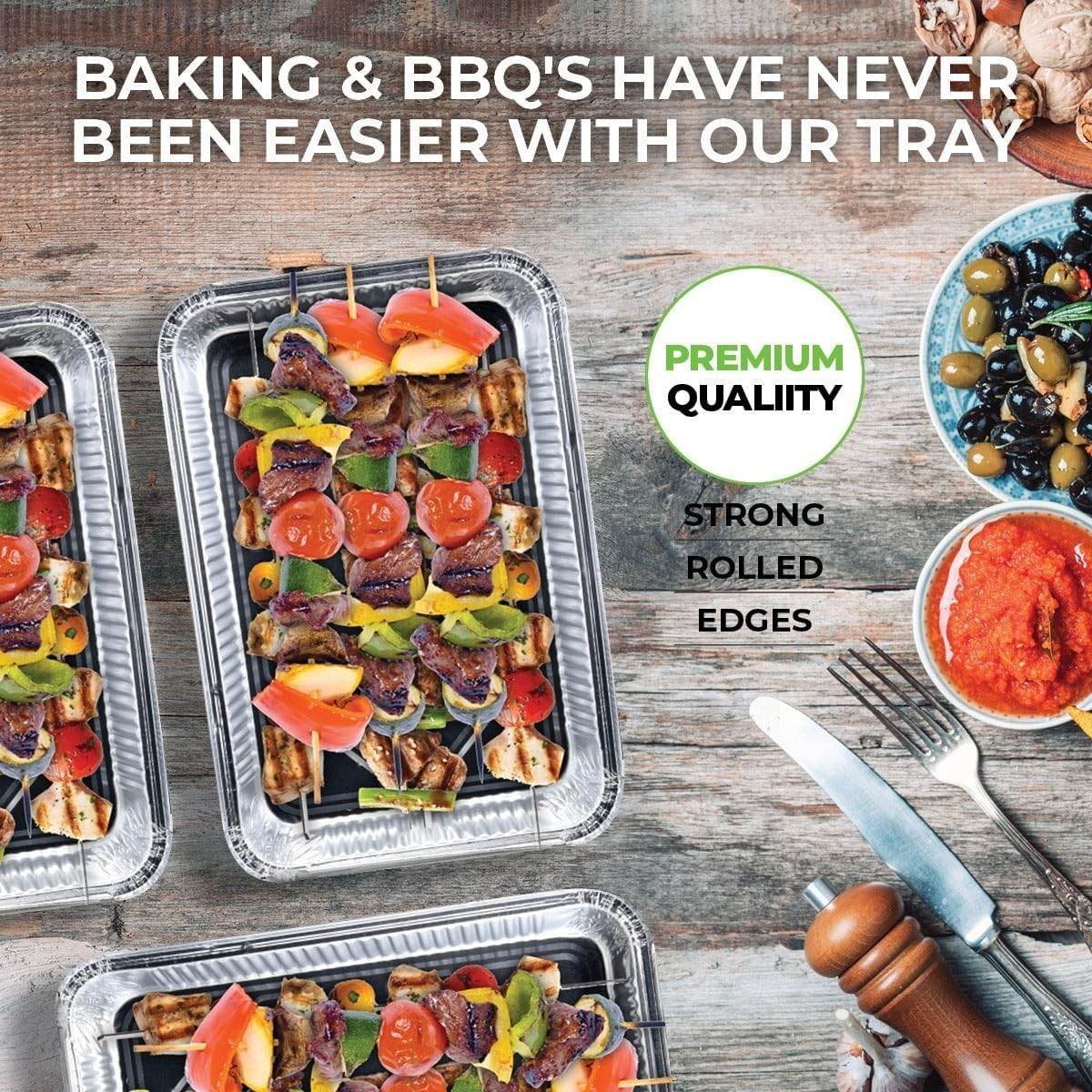 Home Master 4PK Aluminium Deep Foil Trays Durable Premium Quality 21Cm image number 1