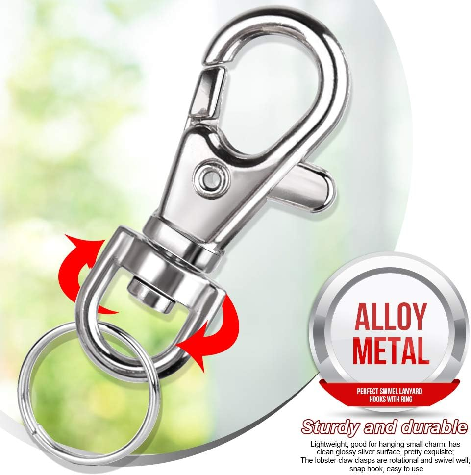 Metal Swivel Snap Hooks with Key Rings, Small Keychains for DIY Crafts image number 4