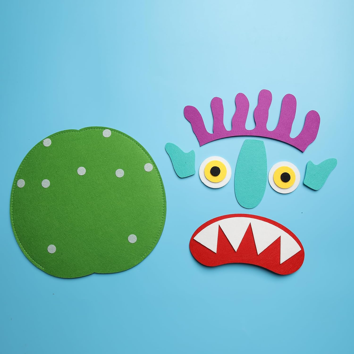 Go Away Big Green Monster Felt Hand Puppet, Detachable Eyes, Mouth Ears for Kids Storytelling image number 4