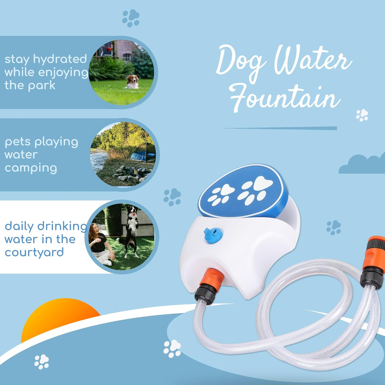 Gugxiom Outdoor Pet Water Fountain, Step on Dog Water Fountain, Dog Water Toy, Paw Water Dispenser System for Fresh Water image number 6