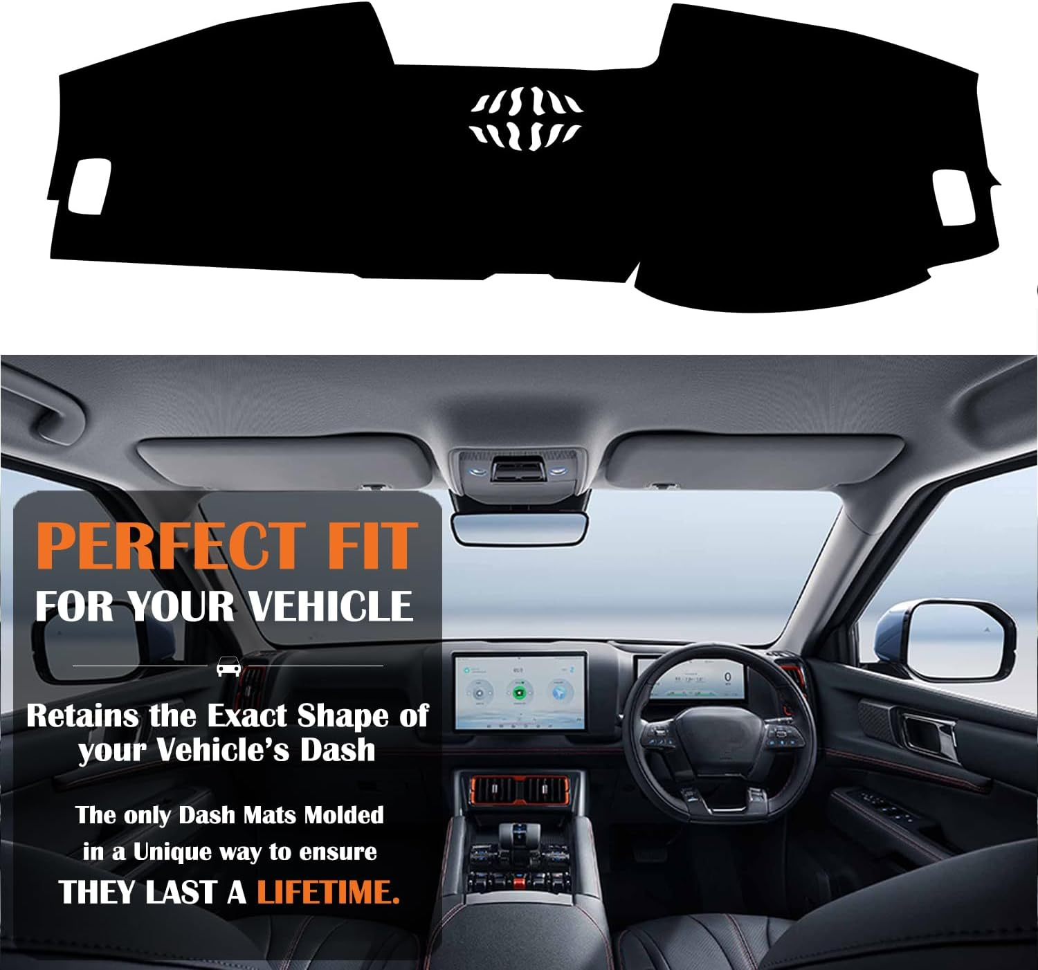 Evervenz Dash Mat for BYD Shark 6 2024 2025 Flannel（Without HUD） Dash Cover Dashboard Cover Shark601 image number 2