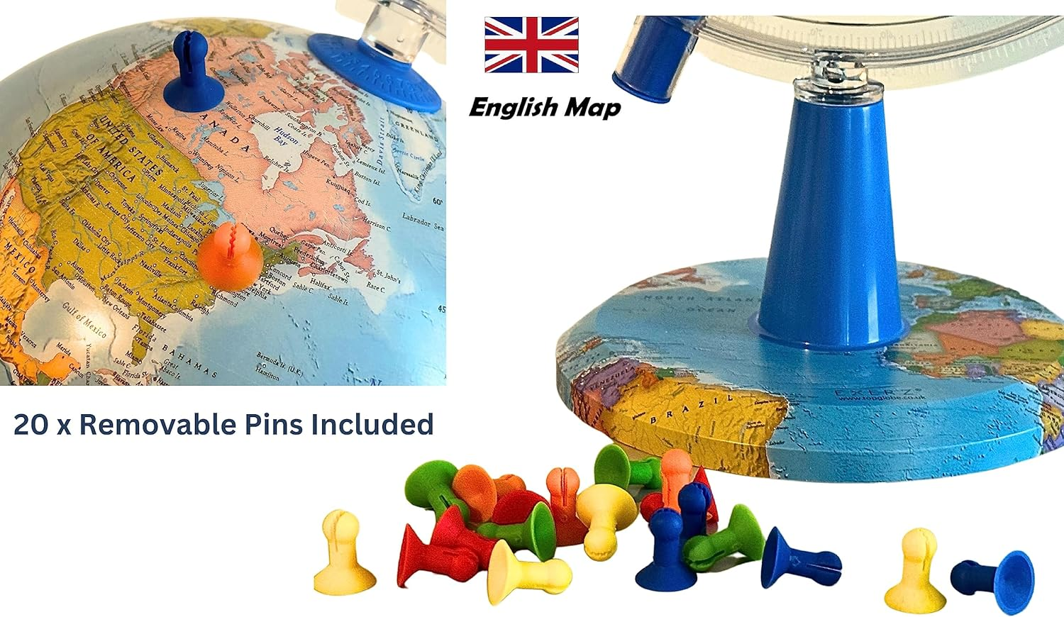 30Cm Illuminated Globe - English Map - Modern Political World Globe - Educational/Geographic/Desktop Decoration image number 4