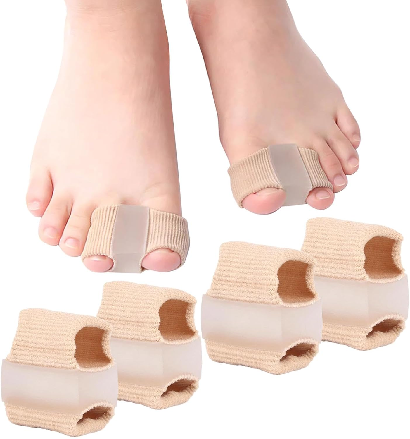 2 Pairs of Toe Separators Hallux Valgus, Silicone Large Toe Spacers with 2 Different Sizes of Toe Separator, Toe Separator for Hallux Valgus Correction Women Men image number 1