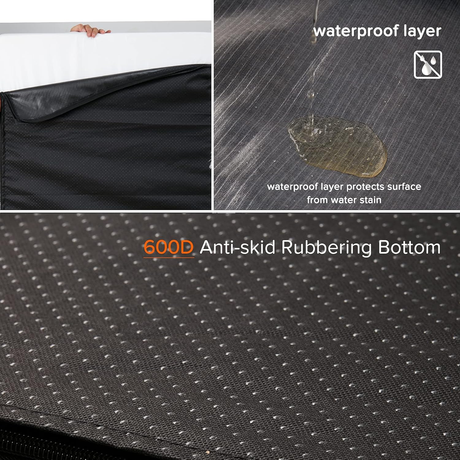 Bingopaw Memory Foam Dog Bed, Large Grey Orthopaedic Dog Bed with Orange Trim Washable and Water Resistant L