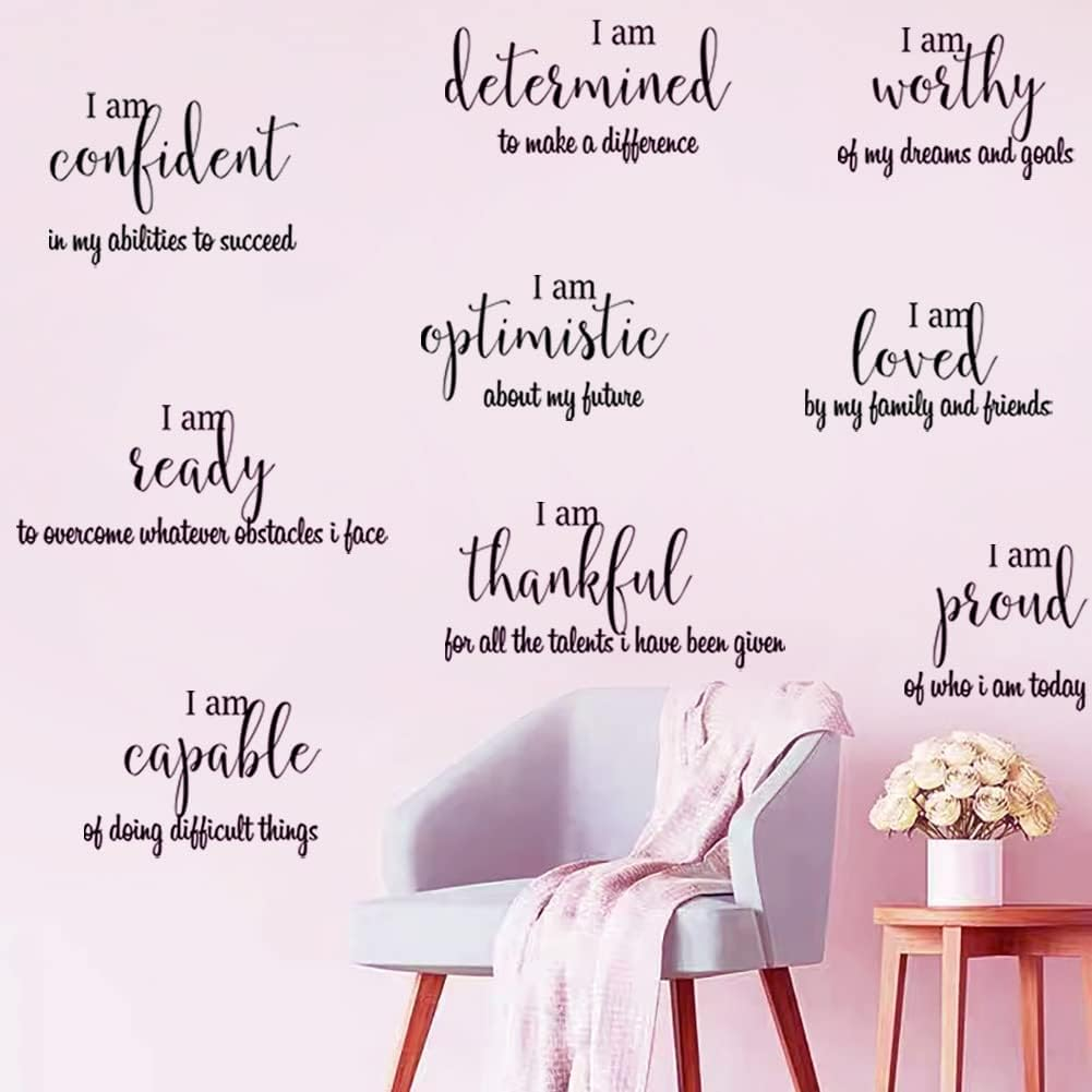 9 Pieces Inspirational Decals Black Motivational Wall Sticker Vinyl Wall Quotes Stickers Wall Art Stickers Peel and Stick Wall Decals for Girl Boy Bedroom Living Room image number 6