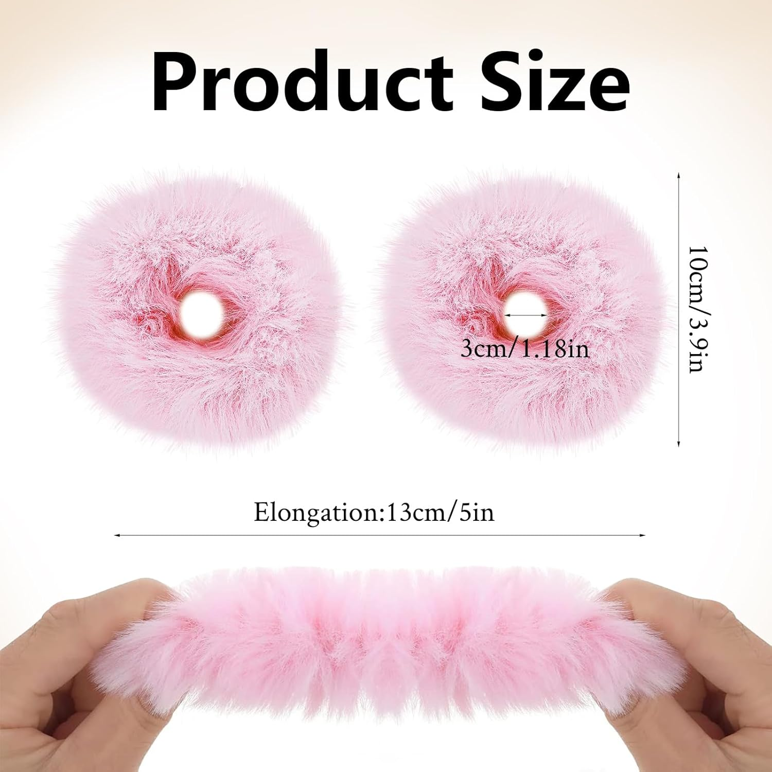 Plush Scrunchie Hair Scrunchie, 2 Pieces Plush Hair Bands, Women'S Pom Pom Headbands, Fluffy Hair Bobbles for Women and Girls image number 4