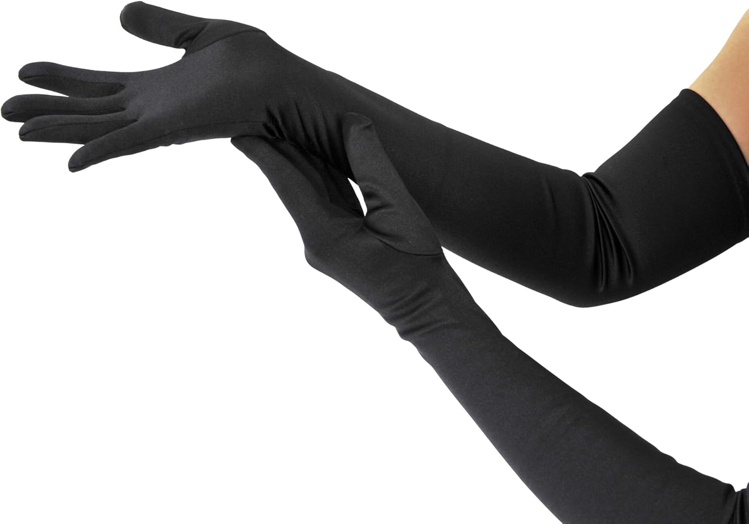 20In Women'S Long Finger Black Gloves Elbow Length Red Gloves image number 1