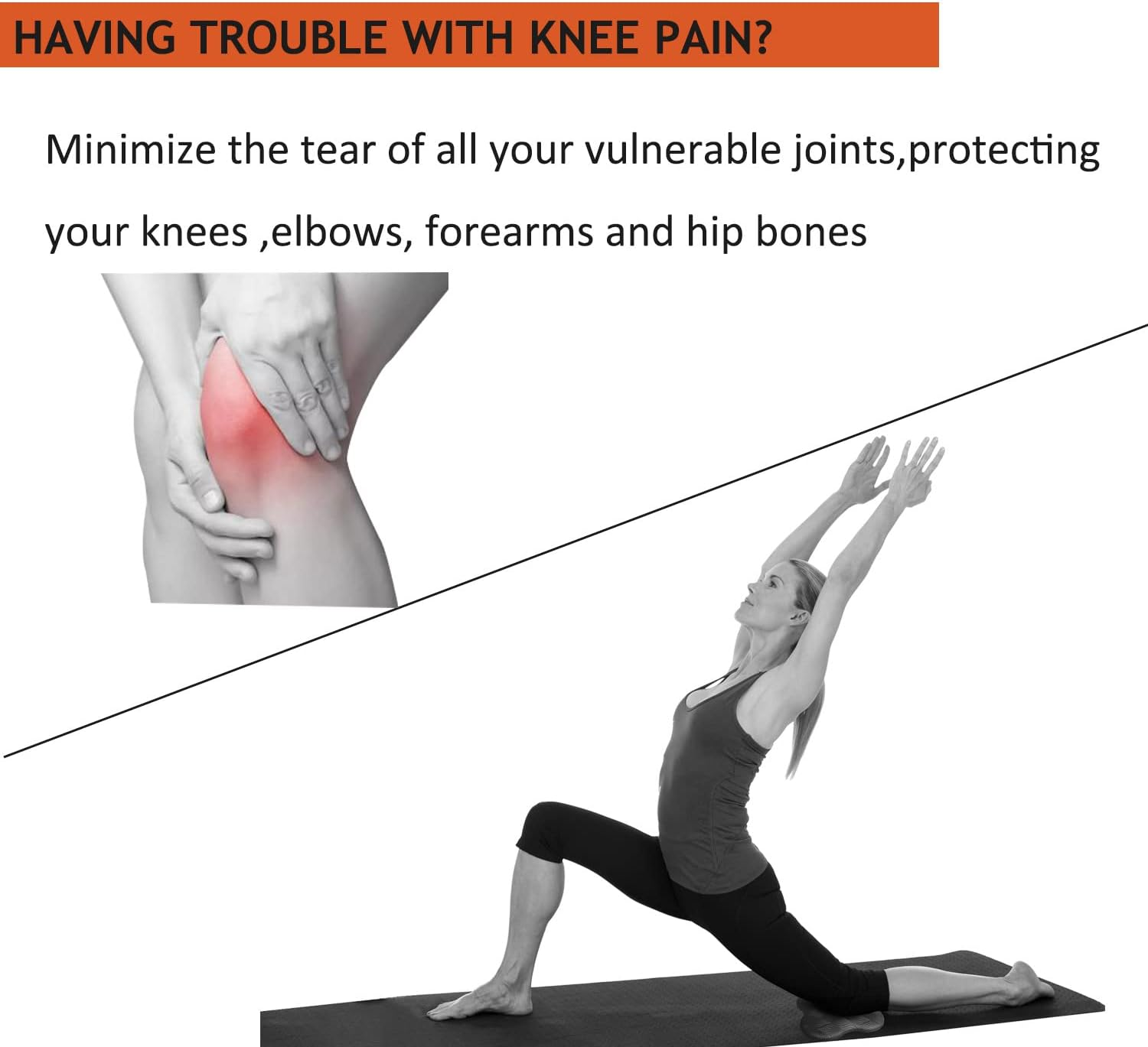 Sunflower Home 2 Packs Yoga Knee Pad Cushion Extra Thick for Knees Elbows Wrist Hands Head Foam Pilates Kneeling Pad - Grey image number 2