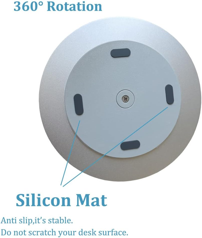 ONGHSD Silver Aluminum Alloy 360&deg; Rotation Monitor Swivel Base, Wide Compatibility, Stable Design, for Imac, Laptop, TV, and More image number 5