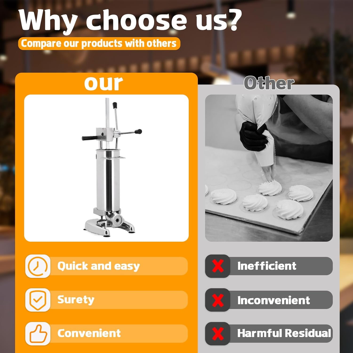 Peiqi Manual Churro Maker Commercial Manual Latin Fruit Machine Spanish Doughnut Filler Filling Machine with 5 Nozzles, for Home Commercial Restaurants Cafeterias Bakerie (3L) image number 4