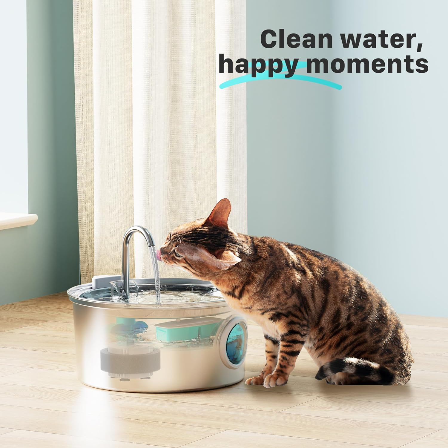 FOFNON Cat Water Fountain Filters: 12 Cat Fountain Replacement Filter for FOFNON Pet Water Fountain - 3 Months Set of Pet Fountains Filter - Including 6 Pieces Filters + 6 Pieces Sponges image number 2
